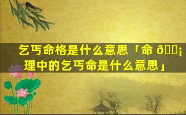 乞丐命格是什么意思「命 🐡 理中的乞丐命是什么意思」